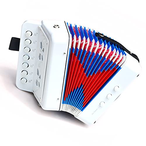 CHICIRIS Akkordeon Instrument Kid Accordion Toy Children's Musical Instrument, 7 Schlüssel für Kinder, Perfektes für Familienversammlungen (White) von CHICIRIS