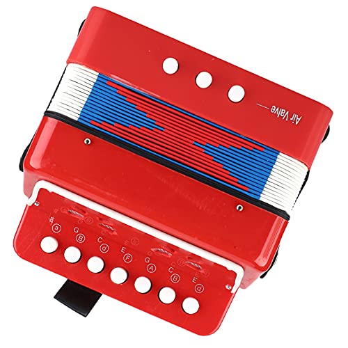 CHICIRIS Akkordeonspielzeug für Kinder - Bildungsmusikinstrument mit 7 -Key 2 Bass Mini Größe (Rot) von CHICIRIS