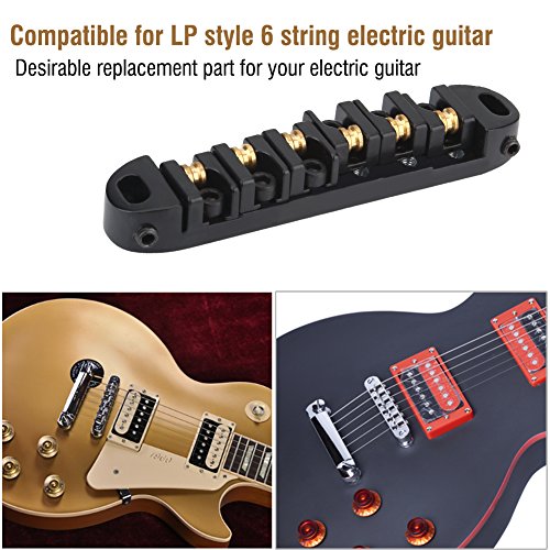 CHICIRIS Alloy Roller Sattle Bridge Ersatzteil, Anti-Korrosion, 6-Saiten-E-Gitarrenbrücke in Style mit Stollen und Schraubenschlüssel für Gitarrenbegeisterte (Black) von CHICIRIS