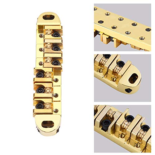 CHICIRIS Alloy Roller Sattle Bridge Ersatzteil, Anti-Korrosion, 6-Saiten-E-Gitarrenbrücke in Style mit Stollen und Schraubenschlüssel für Gitarrenbegeisterte (Gold) von CHICIRIS