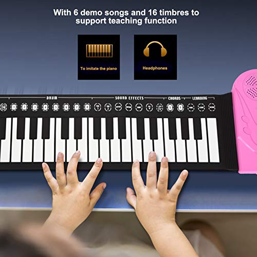 CHICIRIS Anfänger Klavier - Tragbare 49 Tasten Elektronische Tastatur Handlaufte Klavier für Kinder - Leichte und Weiche Demo Songs, 6 Demo Songs (PINK) von CHICIRIS