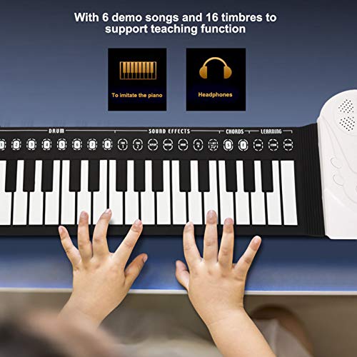 CHICIRIS Anfänger Klavier - Tragbare 49 Tasten Elektronische Tastatur Handlaufte Klavier für Kinder - Leichte und Weiche Demo Songs, 6 Demo Songs (White) von CHICIRIS