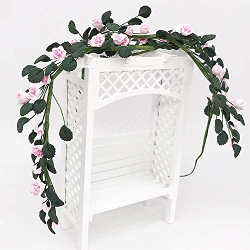 CHICIRIS Dollhouse Rose String, Gartenszene Rose String Eundendesel Swing für 1/12 Puppen, Hochwertige Miniaturgartenszene Dekor (Pinke Rose) von CHICIRIS
