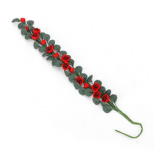 CHICIRIS Dollhouse Rose String, Gartenszene Rose String Eundendesel Swing für 1/12 Puppen, Hochwertige Miniaturgartenszene Dekor (rote Rose) von CHICIRIS