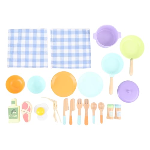 CHICIRIS Holzspielgerichte, Holzspielküchenset, Mädchen Kochen Spielzeug, Sicheres Lindenholz, Lustige Familienzeit, Alter 3+, für Fantasievolle Rollenspiele mit Bildungsküchenspiele von CHICIRIS