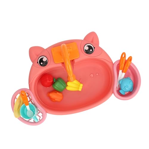 CHICIRIS Kids Electric Küchenspüle Spielzeug Interaktives Spielen von Geschirrspüler Simulation Spielzeug mit Wiederaufladbarem Akku für Rollenspiele Familienbindung (PINK) von CHICIRIS