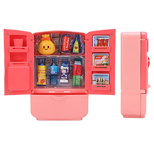 CHICIRIS Kühlschrank Spielzeugset Simulation Kühlschrank Spielzeugküche Spiel Set für mit Großer Kapazität Schublade Interner Partition Aufbewahrung Doppel -Türmodus ABS -Material (PINK) von CHICIRIS