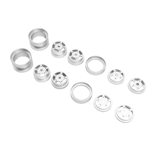 CHICIRIS Legierung RC Car Wheel Hub Set 4PCs, Hochfestigkeitsklemm -Ersatz für, Einfache Installation für, Frosch, Wespe (Silver) von CHICIRIS