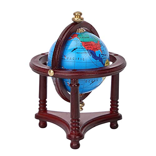 CHICIRIS Mini-Globus, Holz- und Kunststoff-Globus zum Lernen von Kindern. Exquisiter Kleiner Globus für das Puppenhaus im Maßstab 1:12 Hölzernes Rot von CHICIRIS