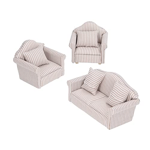 CHICIRIS Miniatur-Sofa-Set, Miniatur-Sofa-Set, Simulation, Weiches Puppenhaus-Couch-ZubehöR mit Kissen FüR ab 3 Jahren von CHICIRIS