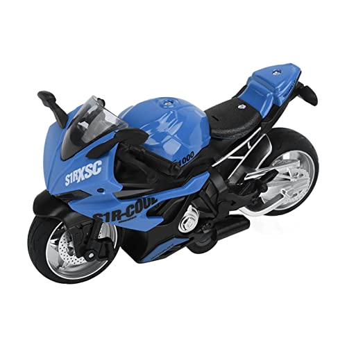 CHICIRIS Motorrad Modell Spielzeug, Kinder Motorrad Spielzeug Zurück Sound Licht Effekte Hohe Simulation Legierung Motorradmodell (Blau) von CHICIRIS
