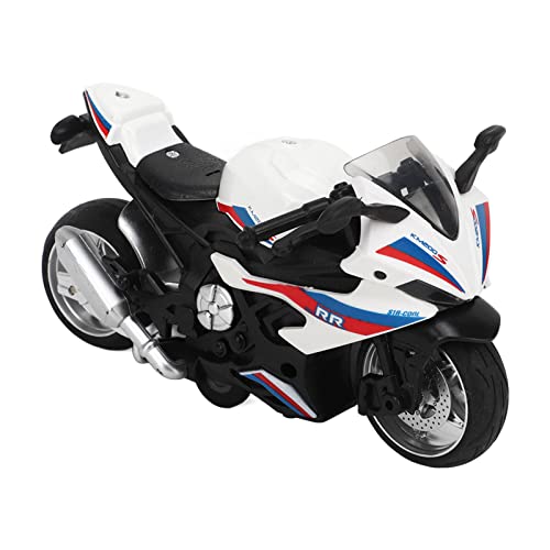 CHICIRIS Motorrad Modell Spielzeug, Kinder Motorrad Spielzeug Zurück Sound Licht Effekte Hohe Simulation Legierung Motorradmodell (Weiß) von CHICIRIS