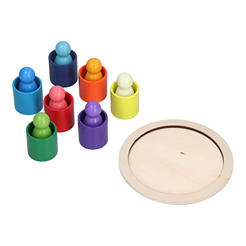 CHICIRIS Pädagogische Steckpumen aus Holz Mit Rundem Tablett, Regenbogenmenschen, Spielset, Spielzug für, Im Vorschulalter, Multifungional-, Hochwerksmaterial (DX-Cup-Set (#1) von CHICIRIS