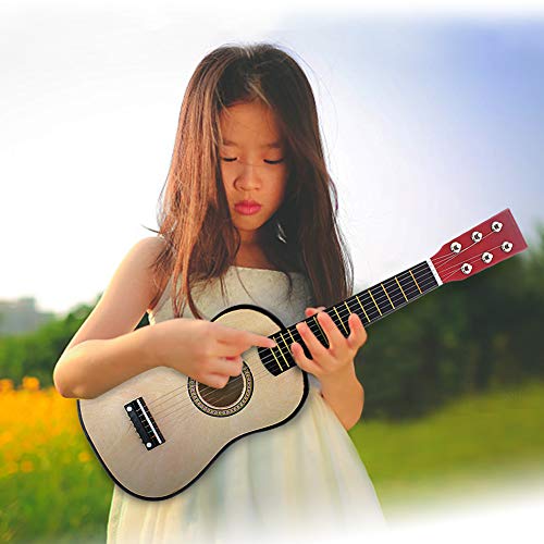 CHICIRIS Präzise Kinder Gitarrenspielzeug Lustige Lerninstrumente für Kinderanfänger, Inspiriert Musikfähigkeiten, Ideale Schüler Hölzern 23in Gitarre (Holzfarbe) von CHICIRIS