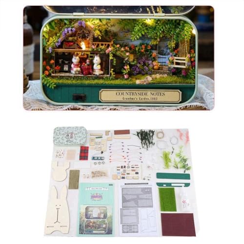 CHICIRIS Puppenhaus, Winziges Haus Mini Puppenhaus Handgefertigtes Box Dollhouse Miniaturhaus Kit DIY Dollhouse (Pastoralnotizen) von CHICIRIS