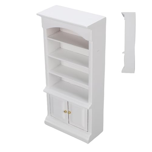 CHICIRIS Puppenhaus-Schrank, Miniatur-Schrank mit 4 Tier Design, Massivholz-Puppenhaus Möbel, Ideale Aufbewahrung für Puppenhaus-Zubehör Im Maßstab 1:12 von CHICIRIS