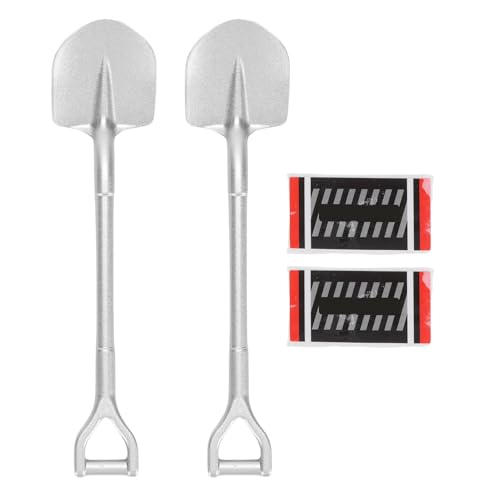CHICIRIS RC Metal Shovel Decor, Alloy Shovel -Werkzeug für 1/10 RC -Crawler, Premium Wear Proof Impact Proof -Schaufeln mit Feinen Details, Geeignet für Thematische Szene -Displays, Zwei (Silver) von CHICIRIS