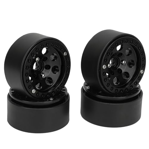 CHICIRIS RC Wheel Rim 4PCS Aluminiumlegierungsauto -Wheel -Hub für Axiale SCX10 SCX10 II III Redcat Gen8 mit Hoher Abriebfestigkeit Stabiler Navigation (Black) von CHICIRIS