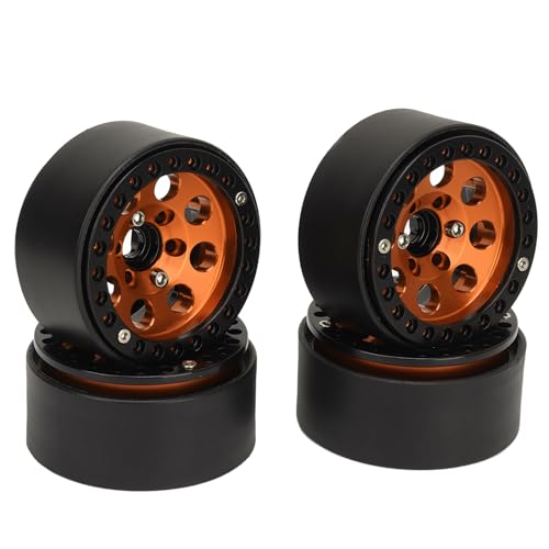 CHICIRIS RC Wheel Rim 4PCS Aluminiumlegierungsauto -Wheel -Hub für Axiale SCX10 SCX10 II III Redcat Gen8 mit Hoher Abriebfestigkeit Stabiler Navigation (Golden) von CHICIRIS