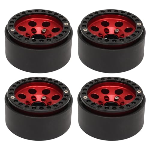 CHICIRIS RC Wheel Rim 4PCS Aluminiumlegierungsauto -Wheel -Hub für Axiale SCX10 SCX10 II III Redcat Gen8 mit Hoher Abriebfestigkeit Stabiler Navigation (Rot) von CHICIRIS