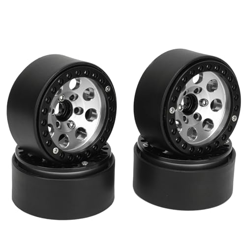 CHICIRIS RC Wheel Rim 4PCS Aluminiumlegierungsauto -Wheel -Hub für Axiale SCX10 SCX10 II III Redcat Gen8 mit Hoher Abriebfestigkeit Stabiler Navigation (Silver) von CHICIRIS