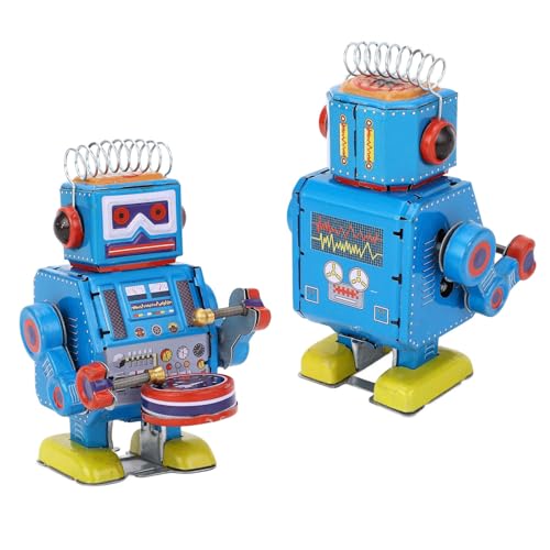 CHICIRIS Roboter-Uhrwerk-Spielzeug, Roboter-Uhrwerk-Spielzeug, Kreatives Trommeln, Vintage-Roboter-Blechspielzeug für die Dekoration der Erwachsenensammlung von CHICIRIS