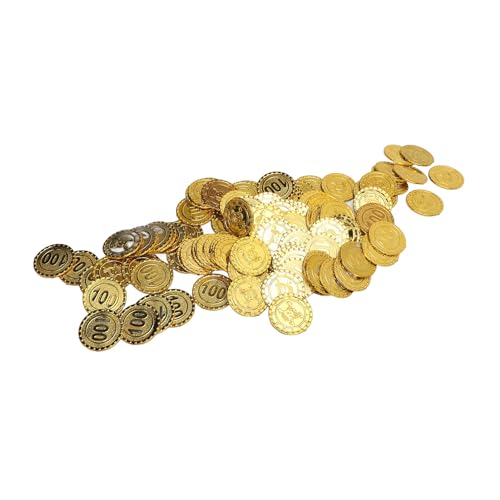 CHICIRIS Schatzmünzen Setzen Sie Goldmünzen Piratenmünzen Fantasy -Münzen für Partydekoration Spiele Gefälligkeiten mit Haltbarem Kunststoffmaterial (100 Nennbarmünzen) von CHICIRIS