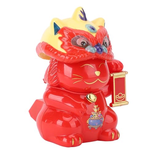 CHICIRIS Solar Lucky Cat Solar Powered Fortune Cat Nickstatue mit Leichter Erkennung für Auto Dashboard Home Office Dekoration Tages Nacht Ambiente (Rot) von CHICIRIS