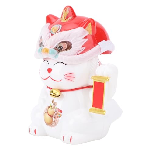 CHICIRIS Solar Lucky Cat Solar Powered Fortune Cat Nickstatue mit Leichter Erkennung für Auto Dashboard Home Office Dekoration Tages Nacht Ambiente (White) von CHICIRIS