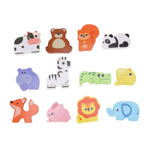 CHICIRIS Zahlenblöcke Holzpuzzle-Set, Lernstapelspielzeug für Bildungslern, Ideal für Elternbindung, Fantasie und Fähigkeiten Zur Problemlösung, Sichere Lagerung mit Plastikbox (Tier) von CHICIRIS