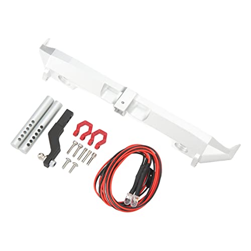 RC Auto Metall Stoßstange mit LED1/1 RC Heckstoßstange, Metall Heckstoßstange mit LED für 1/1 Kletterauto Auto und LKW Stoßfänger (SILVER) von CHICIRIS