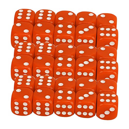 CHICIRIS Würfel, Mehrzweck-6-seitige Spielwürfel, 30 Stück, Weiße Zahlenpunkte, Feine Verarbeitung für den Mathematikunterricht (ORANGE) von CHICIRIS