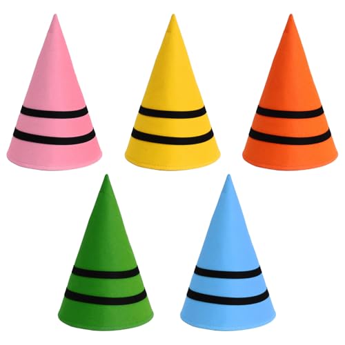 CHICTRY 6 Stück Bunte Buntstifthüte Wichtelhüte Filzkegelkappen Für Weihnachten Halloween Cosplay Zubehör Bunt One Size von CHICTRY