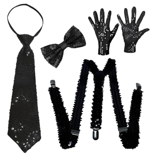 CHICTRY 70er Jahre Disco Accessoires Funkelnde Pailletten Jazz Dance Hut Und Krawatten Handschuhe Für Karneval Mardi Gras Party Typ A Schwarz 4 Stück Einheitsgröße CHICTRY 70er Jahre Disco Accessoires Funkelnde Pailletten Jazz Dance Hut Und Krawatten Handschuhe Für Karneval Mardi Gras Party Typ A Schwarz 4 Stück Einheitsgröße von CHICTRY