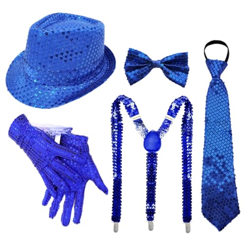 CHICTRY 70er Jahre Disco Accessoires Funkelnde Pailletten Jazz Dance Hut Und Krawatten Handschuhe Für Karneval Mardi Gras Party Typ C Königsblau 5 Stück Einheitsgröße CHICTRY 70er Jahre Disco Accessoires Funkelnde Pailletten Jazz Dance Hut Und Krawatten Handschuhe Für Karneval Mardi Gras Party Typ C Königsblau 5 Stück Einheitsgröße von CHICTRY