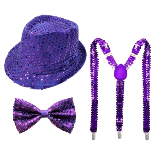 CHICTRY 70er Jahre Disco Accessoires Funkelnde Pailletten Jazz Dance Hut Und Krawatten Handschuhe Für Karneval Mardi Gras Party Typ D Lila 3 Stück Einheitsgröße CHICTRY 70er Jahre Disco Accessoires Funkelnde Pailletten Jazz Dance Hut Und Krawatten Handschuhe Für Karneval Mardi Gras Party Typ D Lila 3 Stück Einheitsgröße von CHICTRY