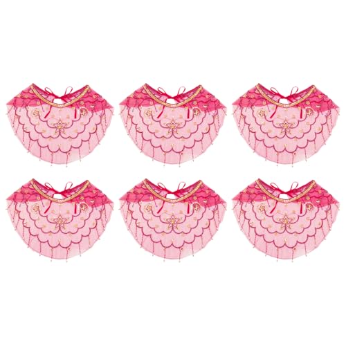 CHICTRY Damen Bauchtanz Mesh Gesichtsschleier mit Pailletten Quasten Tanzspiele Maske Tanzkleidung Zubehör Fasching Festival Hot Pink 6Pcs One Size von CHICTRY