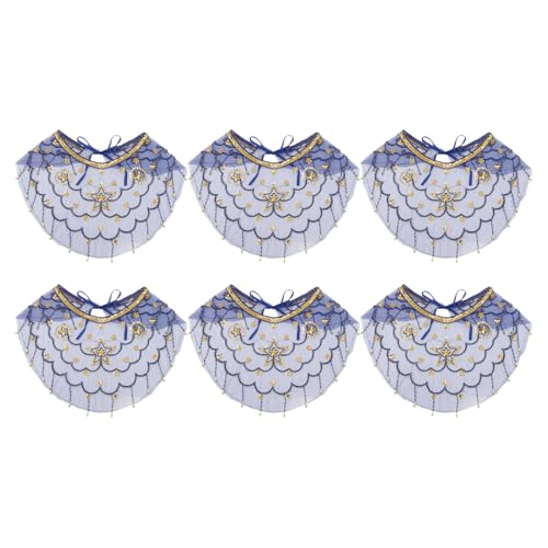 CHICTRY Damen Bauchtanz Mesh Gesichtsschleier mit Pailletten Quasten Tanzspiele Maske Tanzkleidung Zubehör Fasching Festival Navy Blue 6Pcs One Size von CHICTRY