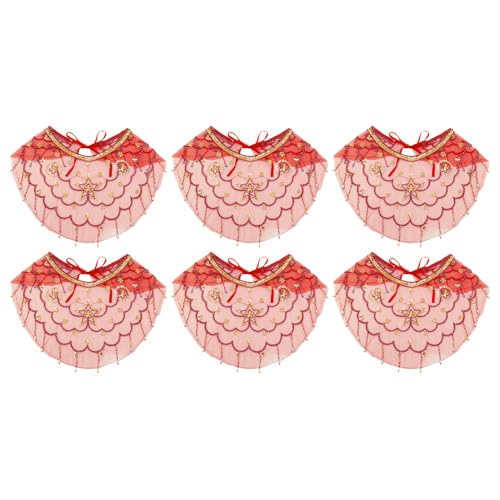 CHICTRY Damen Bauchtanz Mesh Gesichtsschleier mit Pailletten Quasten Tanzspiele Maske Tanzkleidung Zubehör Fasching Festival Red 6Pcs One Size von CHICTRY