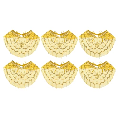 CHICTRY Damen Bauchtanz Mesh Gesichtsschleier mit Pailletten Quasten Tanzspiele Maske Tanzkleidung Zubehör Fasching Festival Yellow 6Pcs One Size von CHICTRY