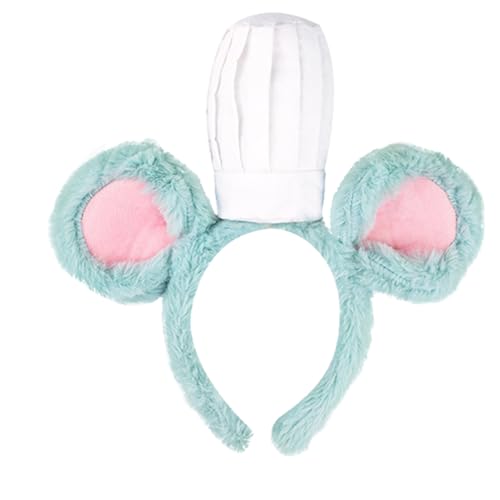 CHICTRY Damen Lustige Maus Chefkoch Kostüm Zubehör Cartoon Maus Stirnband Fliege Schwanz Nase Tierkostüm Cosplay Fasching Typ C Stirnband One Size von CHICTRY