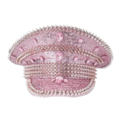 CHICTRY Damen Pailletten Kapitänsmütze mit Strass Deko Glitzer Militärhut Party Rave Hut Kapitän Kappe Kopfbedeckung Fasching Mottoparty Rosa Einheitsgröße CHICTRY Damen Pailletten Kapitänsmütze mit Strass Deko Glitzer Militärhut Party Rave Hut Kapitän Kappe Kopfbedeckung Fasching Mottoparty Rosa Einheitsgröße von CHICTRY