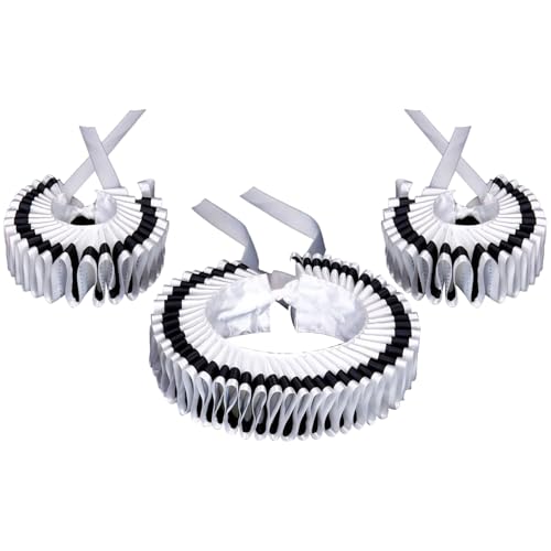 CHICTRY Damen Renaissance Ruffle Kragen mit Manschetten Set Viktorianisches Plissee Hakskrause Armbänder Fasching Mottoparty Typ A One Size CHICTRY Damen Renaissance Ruffle Kragen mit Manschetten Set Viktorianisches Plissee Hakskrause Armbänder Fasching Mottoparty Typ A One Size von CHICTRY