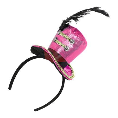 CHICTRY Erwachsene Damen Mini Top Hut Stirnband mit Feder Deko Nussknacker Drummer Hut Haarband Minizylinder Haarreif Halloween Karneval Kopfschmuck Rosenrot One Size CHICTRY Erwachsene Damen Mini Top Hut Stirnband mit Feder Deko Nussknacker Drummer Hut Haarband Minizylinder Haarreif Halloween Karneval Kopfschmuck Rosenrot One Size von CHICTRY