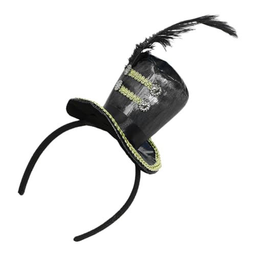 CHICTRY Erwachsene Damen Mini Top Hut Stirnband mit Feder Deko Nussknacker Drummer Hut Haarband Minizylinder Haarreif Halloween Karneval Kopfschmuck Schwarz One Size CHICTRY Erwachsene Damen Mini Top Hut Stirnband mit Feder Deko Nussknacker Drummer Hut Haarband Minizylinder Haarreif Halloween Karneval Kopfschmuck Schwarz One Size von CHICTRY