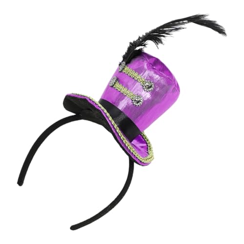CHICTRY Erwachsene Damen Mini Top Hut Stirnband mit Feder Deko Nussknacker Drummer Hut Haarband Minizylinder Haarreif Halloween Karneval Kopfschmuck Violett One Size CHICTRY Erwachsene Damen Mini Top Hut Stirnband mit Feder Deko Nussknacker Drummer Hut Haarband Minizylinder Haarreif Halloween Karneval Kopfschmuck Violett One Size von CHICTRY