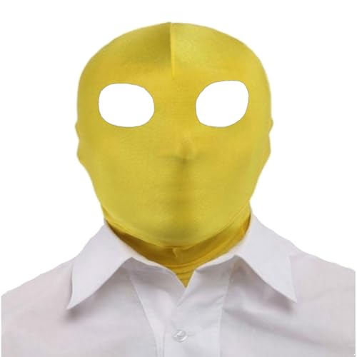 CHICTRY Erwachsene Kopfmaske 2-Loch Hood Full Face Maske Spandex Gesichtsmaske mit offenem Augen Sexspielzeug Cosplay Party Gelb One Size von CHICTRY