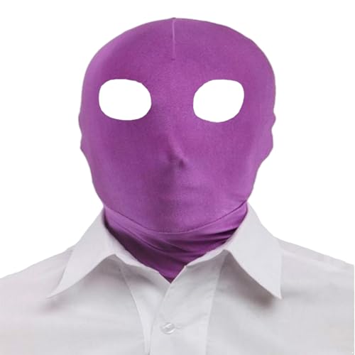 CHICTRY Erwachsene Kopfmaske 2-Loch Hood Full Face Maske Spandex Gesichtsmaske mit offenem Augen Sexspielzeug Cosplay Party Violett One Size von CHICTRY