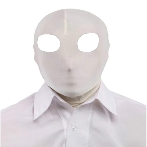 CHICTRY Erwachsene Kopfmaske 2-Loch Hood Full Face Maske Spandex Gesichtsmaske mit offenem Augen Sexspielzeug Cosplay Party Weiß One Size von CHICTRY