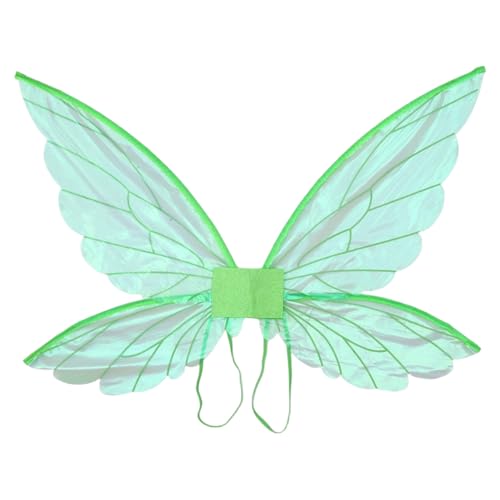CHICTRY Feen Elfen Kostümset Glitzernde Durchsichtige Elfenflügel Blumengirlande Und Sternenzauberstab Für Halloween Grün Einheitsgröße von CHICTRY